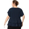 Agnes Orinda Women's Plus Size Peplum V Neck Ruffle Hem Buttons Front Work Formal Top - 4 of 4