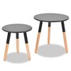 vidaXL Side Table Set of 2 Round Wooden Sofa Coffee Table Solid Wood Pine - 2 of 4