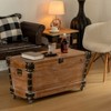 Vintiquewise Wooden Storage Trunk Bench with Wheels & Black Metal Accents – Blanket & Linen Chest, Decorative Organizer & Entryway/Bedroom Seating - 2 of 4