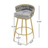 CAVINAS 31.5 inch Swivel Bar Stools Set of 2,180° Rotating Velvet Upholstered Bar Chairs with Hand-Woven Backrest & Footrest for Kitchen Island - 3 of 4