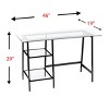 INFURNIC Desks Contemporary Metal Glass A Frame Writing Desk with Shelving and Narrow Design, Black, 46"*19"*29" - 2 of 4