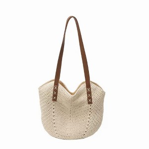 おさる　y.a.r.n. original shoulder bag Alilang Cotton Crochet Woven Tote Bag with Shoulder Straps and