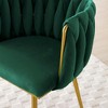 NicBex Modern Velvet Dining Chairs Set of 2,Upholstered Woven Chair with Metal Legs for Dining Room,Living Room,Vanity,Green - 4 of 4