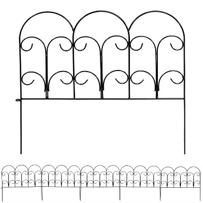 Sunnydaze Outdoor Lawn and Garden Metal Victorian Style Decorative Border Fence Panel Set - 7' - Black - 5pk