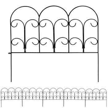 Sunnydaze Outdoor Lawn and Garden Metal Victorian Style Decorative Border Fence Panel Set - 7' - Black - 5pk