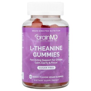 BrainMD L-theanine Gummies, Berry , 60 Vegan Gummies (100 mg per Gummy) - 1 of 3