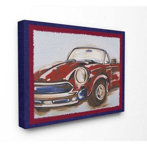 Blue And Red Vintage Car Oversized Stretched Canvas Wall Art 24 X30 X1 5 Stupell Industries Target