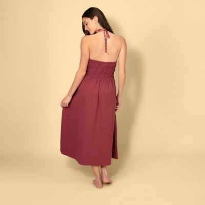 Женские платья Solid & Striped Women's Smocked A-Line Dress - Burgundy S — фото 3