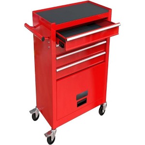 4-Drawer Rolling Tool Chest, Heavy Duty Steel Tool Cabinet with Wheels, Adjustable Shelf & Tool Hooks, Garage & Workshop Organizer with Tool Set - 1 of 4