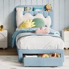 Twin Bed Frame for Kids - Storage Headboard & Drawer Underneath, Noise Free, Upholstered Platform Bed with Wooden Slats Support - 4 of 4