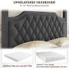 Canopy Bed Frame with Upholstered Headboard, Four Poster Design, Button Tufted, and Slide Rail, No Box Spring Required, Wooden Slatted Structure - 4 of 4
