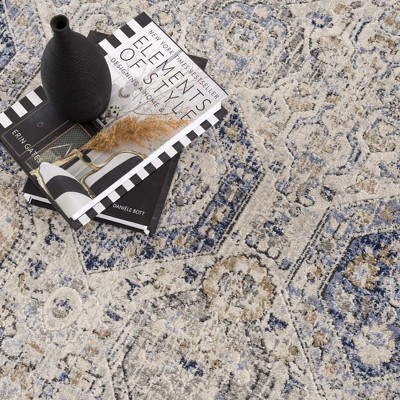Burnettsville Beige and Blue Synthetic Rectangular Area Rug