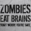 Mens Zombies Eat Brains So You're Safe Funny T Shirt Sarcastic Humor Halloween - Crazy Dog Men's T Shirt - 2 of 4