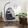 JUJABU Patio Wicker Swing Egg Chair with Stand and Cushions, for Balcony, Poolside, Garden - 2 of 4