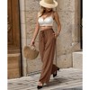 Womens Pants High Waist Wide Leg Lounge Pants with Elastic Waistband and Pockets - 3 of 4