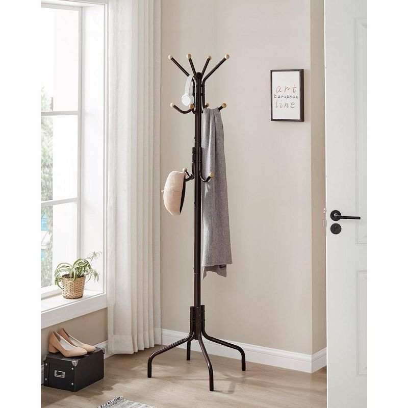 SONGMICS Coat Rack Freestanding, Metal Coat Rack Stand with 12 Hooks and 4 Legs, Coat Tree, Holds Clothes, 3 of 9