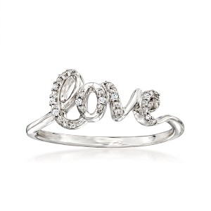 Pure Collection by Ross-Simons Diamond "Love" Ring in Sterling Silver - 1 of 4