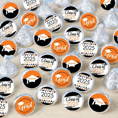 Big Dot of Happiness Orange Grad - Best is Yet to Come - 2025 Orange Graduation Party Small Round Candy Stickers - Party Favor Labels - 324 Count