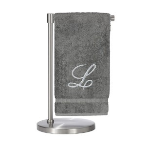 BC BARE COTTON Monogrammed Bath Towel, Personalized Gift, 27 x 54 inches - Set of 1 - Gray - Silver Script - 1 of 4