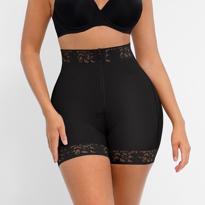 Feelingirl Women's Front Zipper Butt Lifter Tummy Control Shapewear Shorts