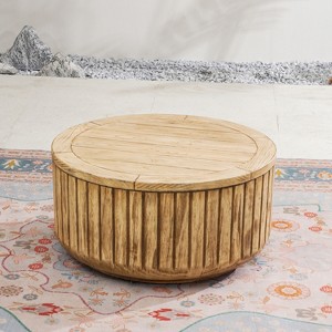 Moda Furnishings 27.9"W Outdoor Terrafab Faux Wood Round Coffee Table - 1 of 4