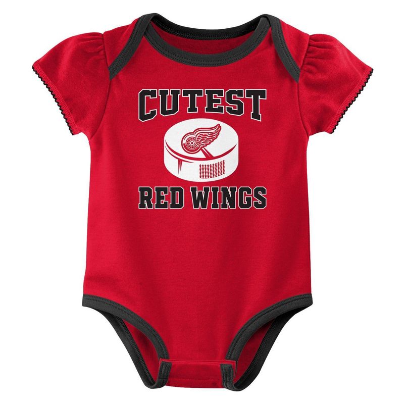 NHL Detroit Red Wings Infant Girls&#39; 3pk Bodysuit, 4 of 5