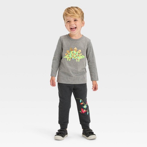 Toddler Boys' 2pc Long Sleeve Holiday Graphic T-shirt And Fleece