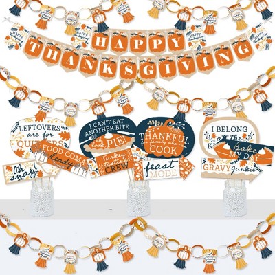 Big Dot of Happiness Happy Thanksgiving - Banner and Photo Booth Decorations - Fall Harvest Party Supplies Kit - Doterrific Bundle