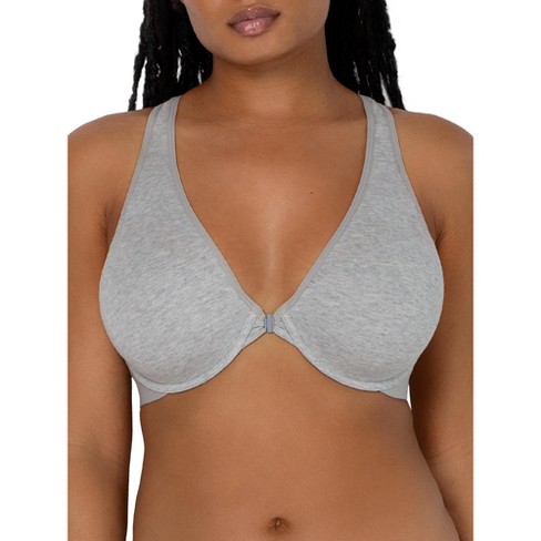 Smart & Sexy Women's Comfort Cotton Front & Back Close Racerback Bra Light  Grey Hether 42DD