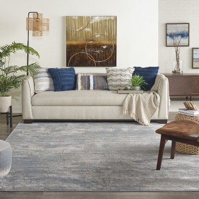 Modern Rustic Textures Light Grey/Blue Rectangular Area Rug 7'10" x 10'6"