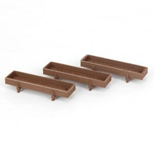 1/64 Pack of 3 Dark Wood Feed Bunks, 3D Printed Farm Model RW-29 - 1 of 4