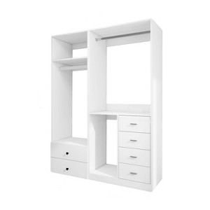 Keloyid 55.12 in. W White Tower System Modular 3 -Shelf Wood Closet System with 6 Drawers - 1 of 4