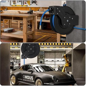3/8in x 25ft Air Hose Reel Retractable, Heavy Duty Flex Hybrid Air Compressor Hose Reel for Any Length Lock, Max 300PSI, Wall/Ceiling Mounted - 1 of 4