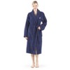 Linum Home Textiles 100% Turkish Cotton Unisex Personalized Terry Bathrobe Navy in White Script Font - 2 of 3