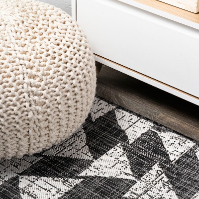 Andratx Reversible Black/Ivory Synthetic Geometric Indoor/Outdoor Rug
