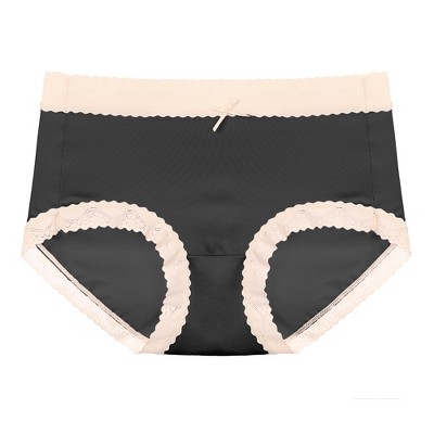 Agnes Orinda Women's High-Rise Brief Seamless-Lace Trim Stretchy Cheeky Underwear