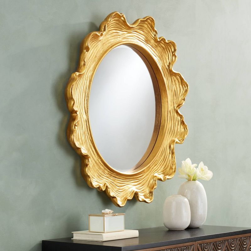 Uttermost Pearla Shiny Gold Leaf 32" Round Wall Mirror, 2 of 8