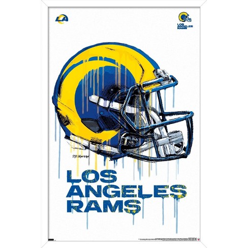 Trends International NFL Los Angeles Rams - Drip Helmet 20 Framed Wall Poster Prints White Framed Version 22.375 x 34