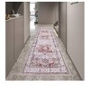 Orange-2*6 feet  Faux Wool Boho Vintage Floral Printed Ultra Thin Low Pile Area Rug  Machine Washable Stain Resistant Pet Friendly Non Shedding Non S - 4 of 4