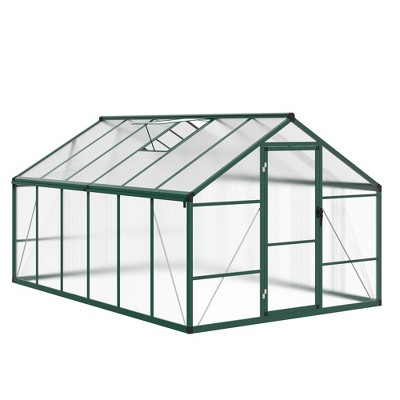 Garvee Walk-In Greenhouse with Polycarbonate Panels, Aluminum Frame, Quick Setup, Roof Vent, Outdoor Garden Greenhouse