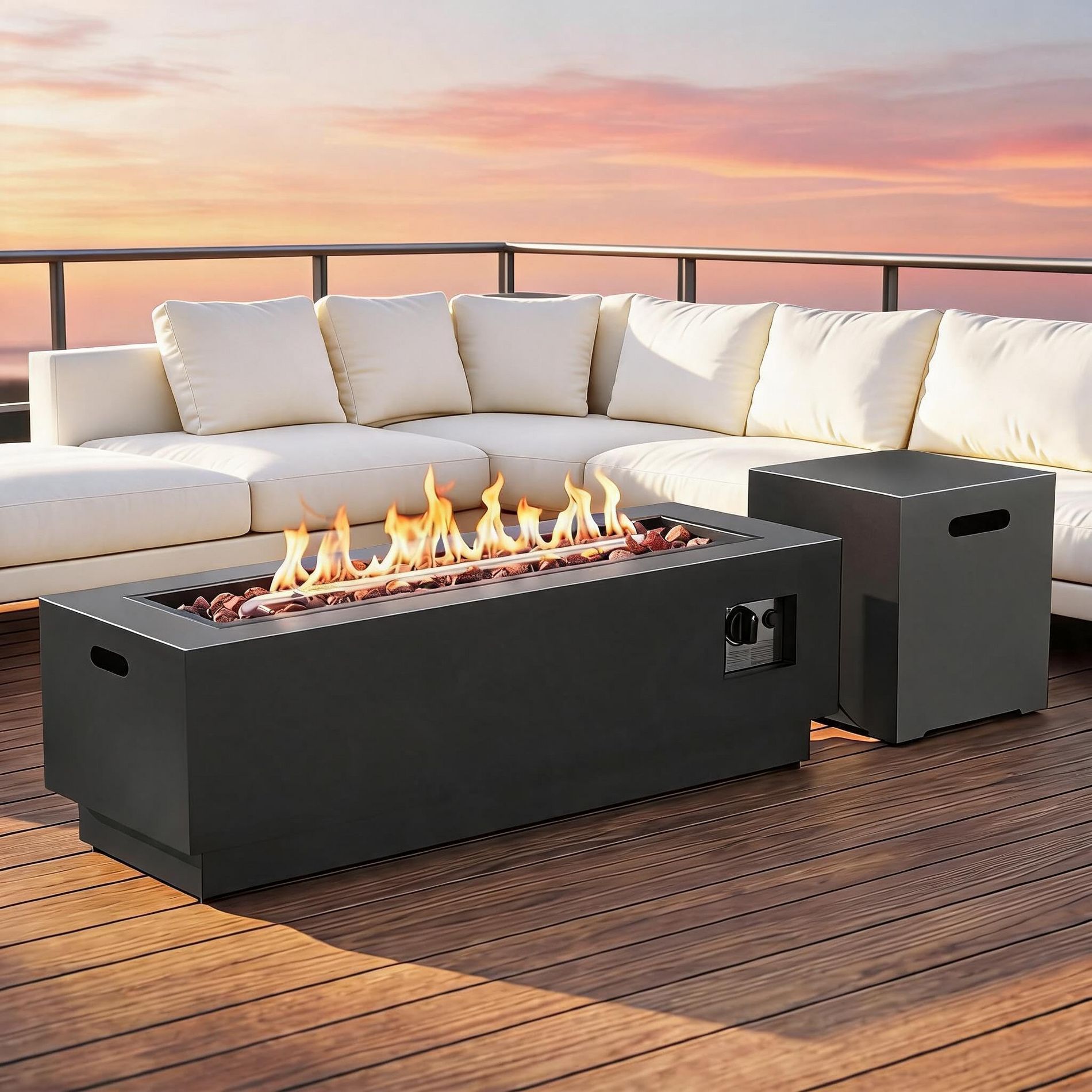 48 Inch Propane Fire Pit Table, 50,000 BTU Outdoor Gas Fire Pi
