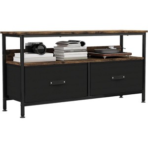 Jojoka Brown Modern Media Console Table with Open Storage Shelf - 1 of 4