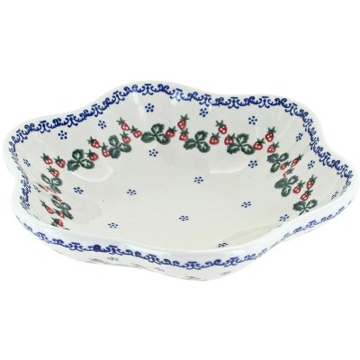 Blue Rose Polish Pottery Strawberry Fields Medium Daisy Bowl