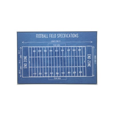 HomeRoots Blue Football Field White Floater Frame Print Wall Art