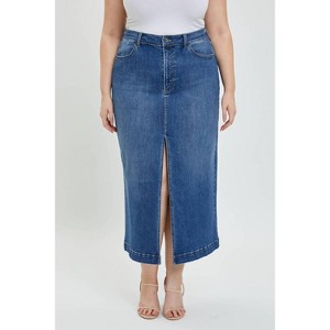 Women's Mid Waisted Denim Slit Skirt - Plus - CELLO - 1 of 1