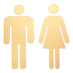 Unique Bargains Self-Adhesive Decor Office Business Men Women Restroom Sign 1 Set - 1 of 4