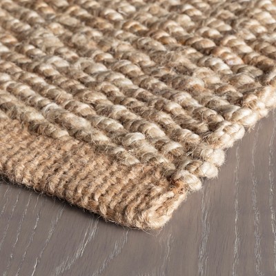 Indigo and Beige Handwoven Jute Stripe Rug, 3' x 5'