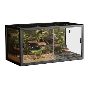 120 Gallon Bearded Dragon Tank, 4'x2'x2' Large Reptile Glass Terrarium with Sliding Glass Door, Heavy Duty Snake Enclosure with Top Mesh Lid - 1 of 4