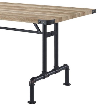 Edina 64" Oak and Sandy Black Industrial Dining Table