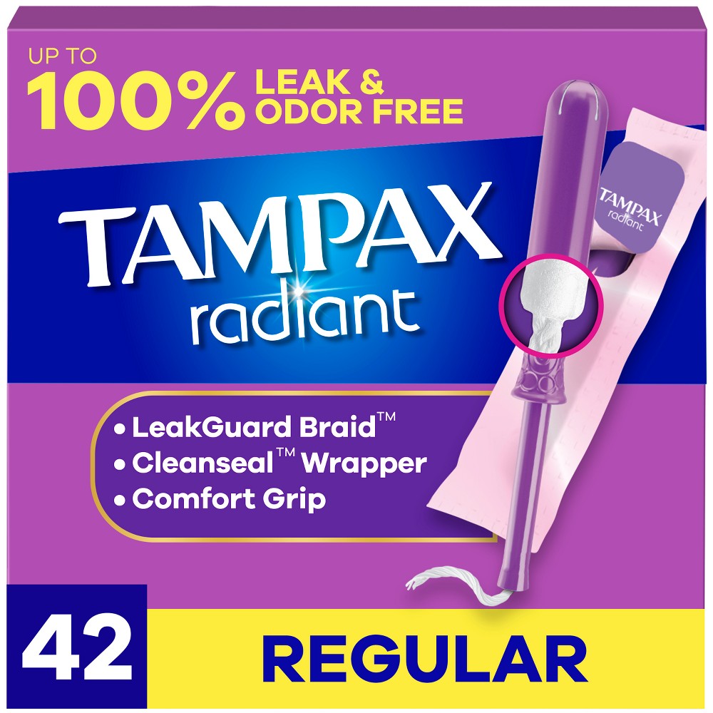 Tampax Radiant Regular Absorbency Unscented Tampons - 42ct